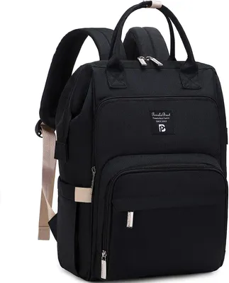 Produktbild von OKWISH Baby Wickelrucksack stylische Wickeltasche Rucksack mit Wickelunterlage multifunktional wasserabweisend Große Kapazität Rucksack für unterwegs Schwarz
