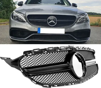 Produktbild von Facelift Kühlergrill Schwarz passt für Mercedes C-Klasse W205 S205 auch AMG Mopf ab 2018 +Kamera