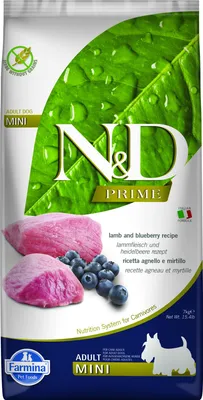 Obrázok produktu pre Farmina Pet Food N&D Prime, Dospelý, Čučoriedka, Jahňacie, 7 kg