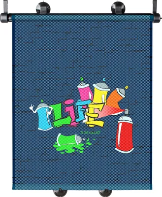Produktbild von KidsExperts Sonnenrollo Set Graffiti 43 x 52 cm 2 Stück blau, 30292