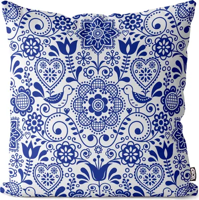 Produktbild von VOID Blumenmuster Blau Weiss Kissenbezug Kissenhülle Sofakissen Kissen Deko Outdoor-Kissen Dekokissen
