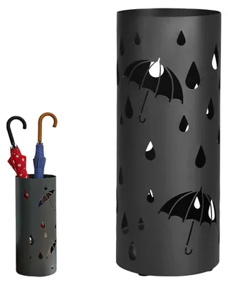 Zdjęcie produktu dla Stojak na parasole metalowy, okrągły, o wymiarach 15 x 40 cm, w kolorze czarnym