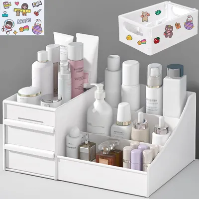 Image de Omgoods - Organisateur de maquillage - Boîte de rangement pour cosmétiques avec 2 tiroirs