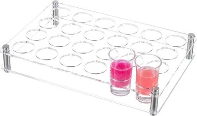 Immagine prodotto di Portabicchieri da vino da 24 posti in acrilico trasparente - Vassoio da portata per feste e bar - Portabicchieri da vino con diametro di 38 cm