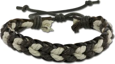 Produktbild von SilberDream Armband Leder Baumwolle braun weiß geflochten Damen Herren LAP524B