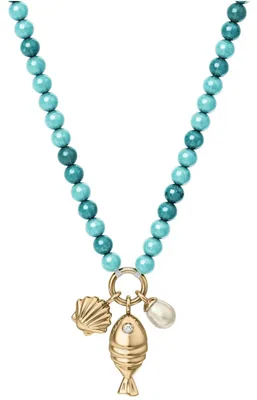 Produktbild von Fossil JA7318710 Damen Collier Messing Gold blau 45,7 cm