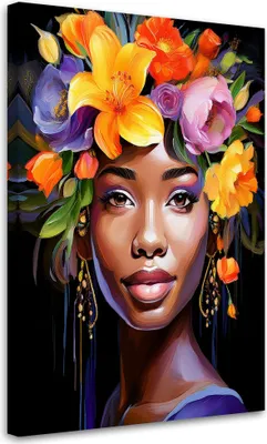 Produktbild von Leinwandbild Frau Blumen Abstraktion 40x60 Feeby Bunt bild für die wand bereit zum aufhängen