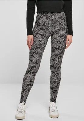 Obrázek produktu pro Dámské leginy Urban Classics Ladies Soft AOP Leggings blacknewpaisley - XS