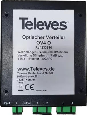 Image de TELEVES Répartiteur optique quadruple, connecteurs SC/APC - prises OV4O