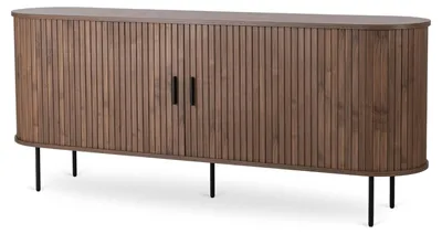 Zdjęcie produktu dla FURNLUX Kredens Trish Orzech i czerń 180 cm / Kolor główny: brązowy / Wymiary: 180 x 76 x 40 cm