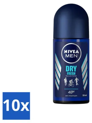 Productafbeelding van 10 x NIVEA MEN Deodorant Roller Dry Fresh, 50 ml - Voordeelverpakking - 10 stuks