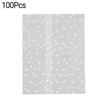 Produktbild von 100 Stück/Packung Maschinenversiegelungsbeutel, durchsichtig, wasserdicht, Kunststoff, weiß gepunktet, Vakuumierbeutel, Kekse, Lebensmittelaufbewahrung für die Küche