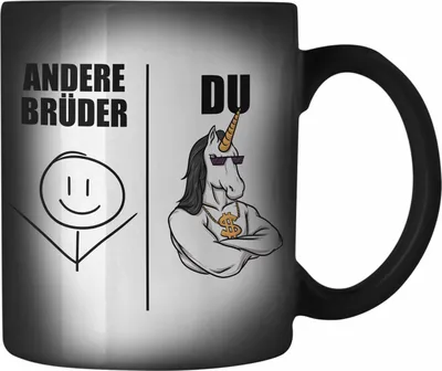 Produktbild von Trendation - Bruder Geschenk Farbwechsel Zauber-Tasse Spruch Bester Bruder Geschenkidee von Schwester für Brüder (Schwarz)