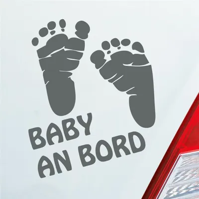 Produktbild von Auto Aufkleber Baby an Bord Füße on Board Junge Mädchen 15x14 cm Grau Sticker Heckscheibenaufkleber