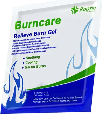 Zdjęcie produktu dla Burncare, sterylny kompres żelowy do łagodzenia oparzeń 5x5 cm, biały/niebieski