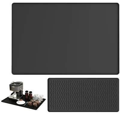 Silikonmatte für Kaffeemaschine, 60x40 cm, 2-in-1, schwarz