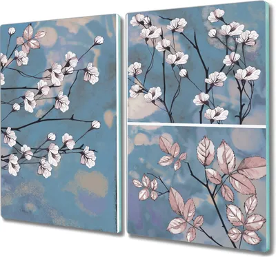 Produktbild von Coloray Kochplattenabdeckung Herdabdeckplatte 2x30x52 cm Hackbrett Schneidebrett Küchenbrett - Blumen Branchen