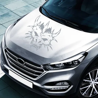 Produktbild von Aufkleber - Autoaufkleber "Monster Skull" 60cm x 58cm silber - Tuning Carystyling Heckscheibe Auto