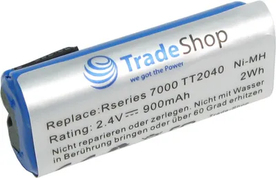 Produktbild von Hochleistungs AKKU 900mAh/2,4V/2Wh für Philips Bodygroom Series 7000 TT2040/32 TT2030 TT2029 BG2024/32 BG2026/32 BG2036/32 R36#92 R45#54 TT2036 TT2040 BG2040/34 BG2040/34 Trim and shave