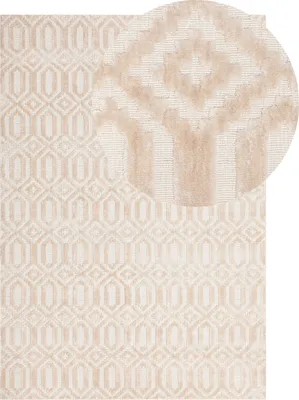 Produktbild von BELIANI Teppich Beige 140 x 200 cm Kurzflor Handgewebt Rechteckig Orientalisches Design