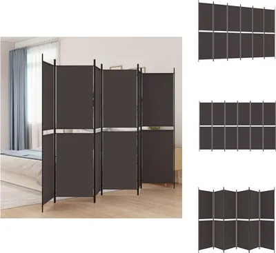 Obrázek produktu pro vidaXL 6dílný skládací paraván hnědý 300x200 cm látka - rozdělovač místností