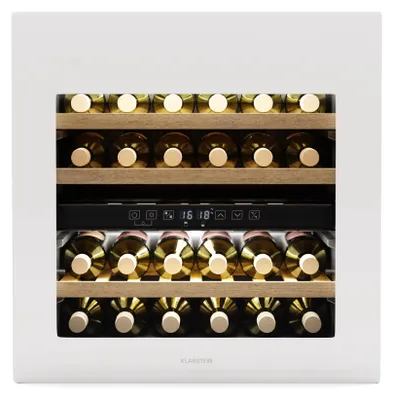 Produktbild von Klarstein Rhone 36 Duo Weinkühlschrank - 36 Flaschen, 2 Zonen, 5-22°C, LED-Steuerung, UV-Schutz, Leiser Betrieb, Schwarz, Weinklimaschrank