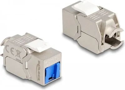Produktbild von Delock - Keystone-Modul - RJ-45 (W) zu LSA (W) gewinkelt - STP - CAT 6a - weiß, Blau, Silber