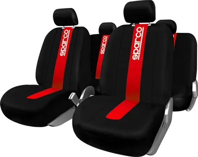 Obrázok produktu pre Poťahy sedadiel SPARCO Poťahy sedadiel do auta Univerzálne čierne červené predné zadné