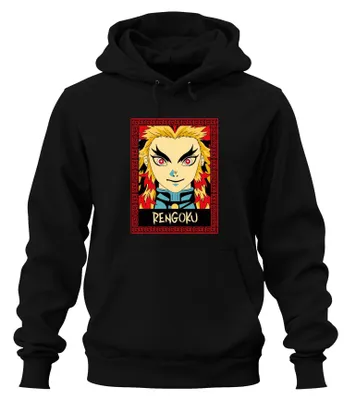 Obrázek produktu pro RENGOKU Kyojuro Demon Slayer Anime Flame Gift Collector Uni mikina s kapucí, černá, XXL