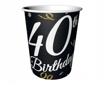 Zdjęcie produktu dla Kubeczki papierowe B&C 40 Birthday, 40 urodziny, 6 szt.