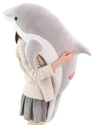 Produktbild von Delfin-Plüschkissen, superweiche Puppe, großes Meerestier-Plüschtier, geeignet für Jungen und Mädchen als Schlafmatte, Geschenk, (Grau)