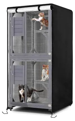 Produktbild von Katzenhausabdeckung für große Catio, universelle Abdeckung, wasserdicht und staubdicht, für Haustiergehege, Abdeckungen für Katzenhäuser und Höhlen (84x84x180cm)