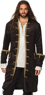 Image de Veste costume pirate pour homme | Noir et or Taille : XXL