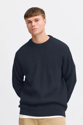 Image de Pull-over en maille pour homme Solid SDGia, avec bords-côtes, 100 % coton, coupe confortable
