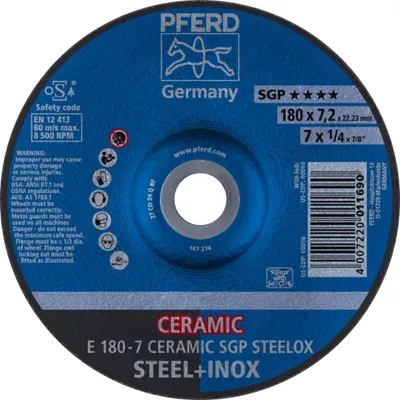 Produktbild von PFERD 62217300, Schneidedisk, Edelstahl, Stahl, 18 cm, Jede Marke, Flache Mitte, 2,22 cm