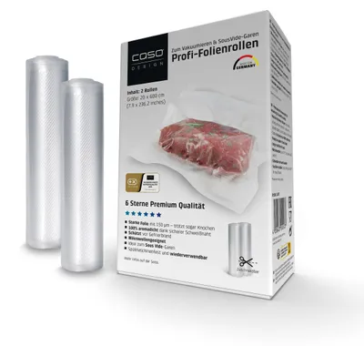 Produktbild von CASO 6 Sterne Profi-Folienrollen 20x600 cm, 2 Rollen, Vakuumierbeutel für alle V