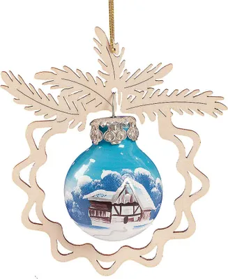 Produktbild von Christbaumschmuck Glaskugel in Zweig - Winterlandschaft (8cm) von Saico Seiffen