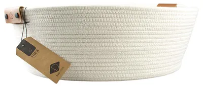 Productafbeelding van D&D Home Kattenmand TRES van katoen touw – met omkeerbaar kussen, 57×57×20 cm, voor grote katten Wit