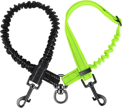 Produktbild von Doppelleine für Hunde, 360° drehbarer Connector, schockabsorbierendes Bungee, für zwei Hunde