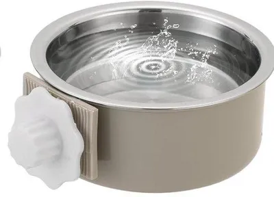 Obrázek produktu pro Závěsná miska na krmivo a vodu pro domácí mazlíčky, nerezová ocel, 2 v 1