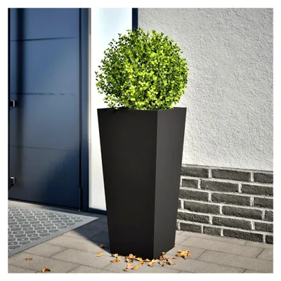 Produktbild von Pflanzkübel Hochbeet aus Metall für Garten und Terrasse Schwarz 35x35x75 cm
