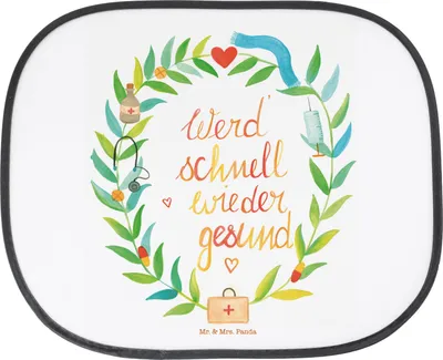 Produktbild von Mr. & Mrs. Panda auto hitzeschutz Werde gesund - Geschenk, Gesundheit, Gute Besserung, Dekoration, Sonnenblende, Sonnenschutz, Genesung Spruch, krank, autofenster, für