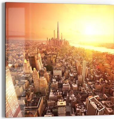 Produktbild von DEQORI Glasbild Echtglas 50x50 cm 'Zukunftsmetropole' Wandbild Bild modern Deko