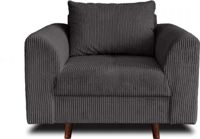 Image de Lisa Design Rune - fauteuil - en velours côtelé , Gris foncé
