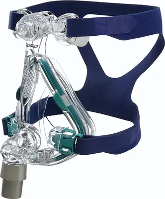 Produktbild von Mirage Quattro Full Face Maske CPAP von ResMed, die bewährte Nasen- und Mundmaske, mit Kopfband & Ausatemventil (#2378)