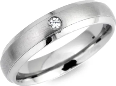 Produktbild von Unique Ring Edelstahl matt, polierte Kanten, 5mm, Zirkonia R9150cz