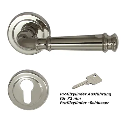 Produktbild von Massiv Messing Türbeschlag Olympus R PZ Edelstahlfarbig poliert Türdrücker Türklinke