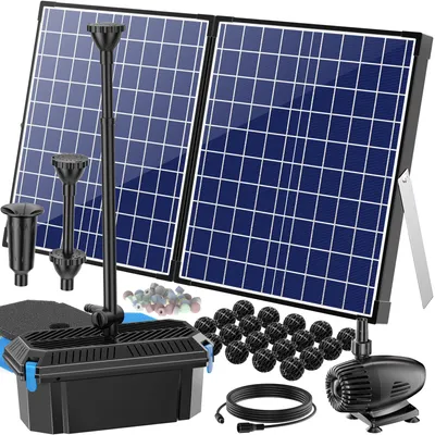 Immagine prodotto di Pompa per stagno solare - 50 W - 2100 L/ora - ABS - Adatta per stagni ornamentali e fontane