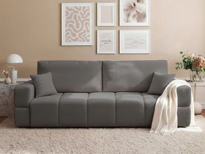 Image de Canapé d'angle rembourré Idohome BUENO avec fonction couchage et coffre de rangement – Canapé moderne avec espace de rangement, tissu bouclé gris Centaur 15