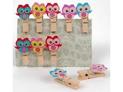 Immagine prodotto di Forme di mollette decorative Gufi 10pz